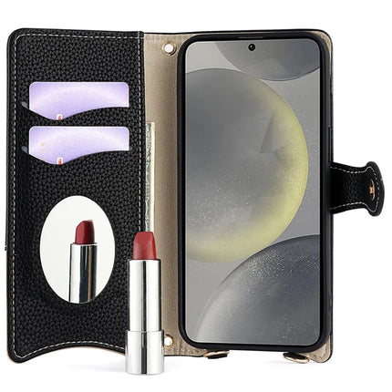 For Samsung Galaxy S23 FE Leather Case Wallet Stand Cover Irregular Tail Style with Chain Strap