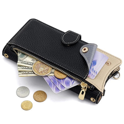 For Samsung Galaxy S23 FE Leather Case Wallet Stand Cover Irregular Tail Style with Chain Strap