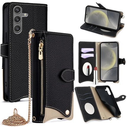 For Samsung Galaxy S23 FE Leather Case Wallet Stand Cover Irregular Tail Style with Chain Strap