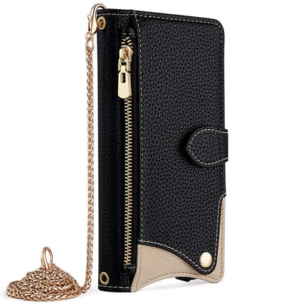 For Samsung Galaxy S23 FE Leather Case Wallet Stand Cover Irregular Tail Style with Chain Strap
