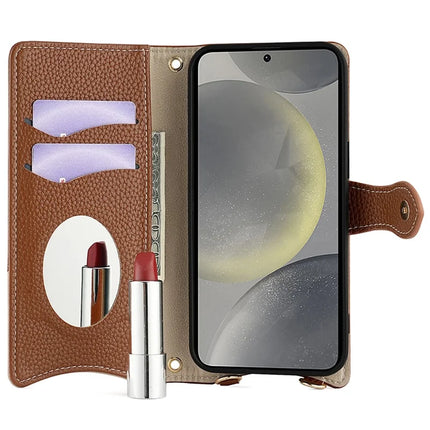 For Samsung Galaxy S23 FE Leather Case Wallet Stand Cover Irregular Tail Style with Chain Strap
