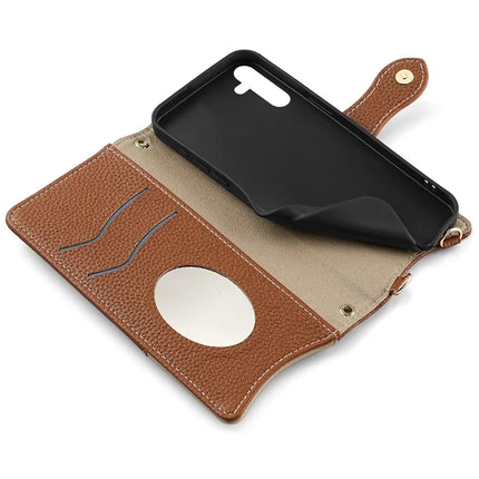 For Samsung Galaxy S23 FE Leather Case Wallet Stand Cover Irregular Tail Style with Chain Strap