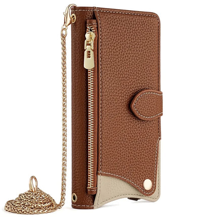 For Samsung Galaxy S23 FE Leather Case Wallet Stand Cover Irregular Tail Style with Chain Strap