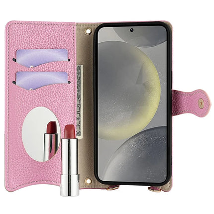 For Samsung Galaxy S23 FE Leather Case Wallet Stand Cover Irregular Tail Style with Chain Strap