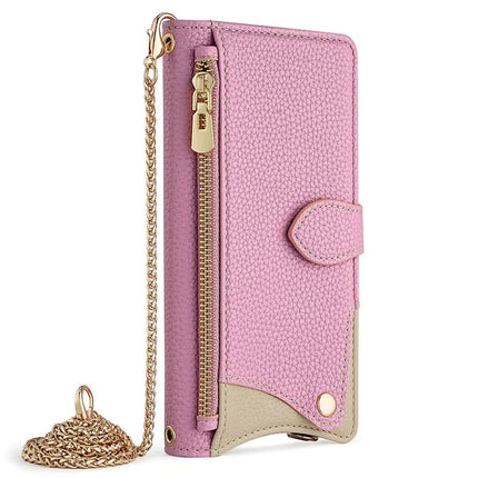 For Samsung Galaxy S23 FE Leather Case Wallet Stand Cover Irregular Tail Style with Chain Strap