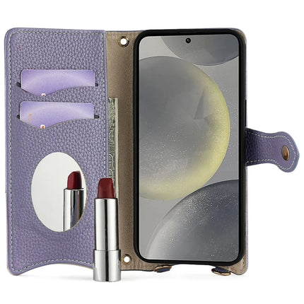 For Samsung Galaxy S23 FE Leather Case Wallet Stand Cover Irregular Tail Style with Chain Strap