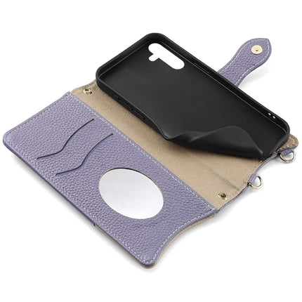 For Samsung Galaxy S23 FE Leather Case Wallet Stand Cover Irregular Tail Style with Chain Strap