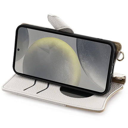 For Samsung Galaxy S23 FE Leather Case Wallet Stand Cover Irregular Tail Style with Chain Strap