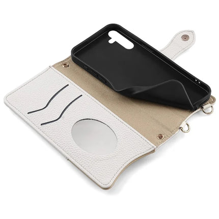 For Samsung Galaxy S23 FE Leather Case Wallet Stand Cover Irregular Tail Style with Chain Strap