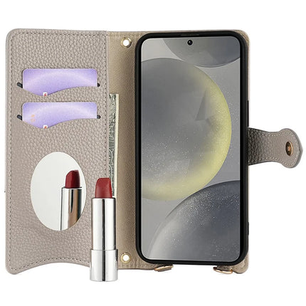 For Samsung Galaxy S23 FE Leather Case Wallet Stand Cover Irregular Tail Style with Chain Strap