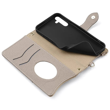For Samsung Galaxy S23 FE Leather Case Wallet Stand Cover Irregular Tail Style with Chain Strap