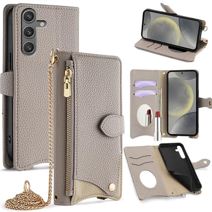 For Samsung Galaxy S23 FE Leather Case Wallet Stand Cover Irregular Tail Style with Chain Strap