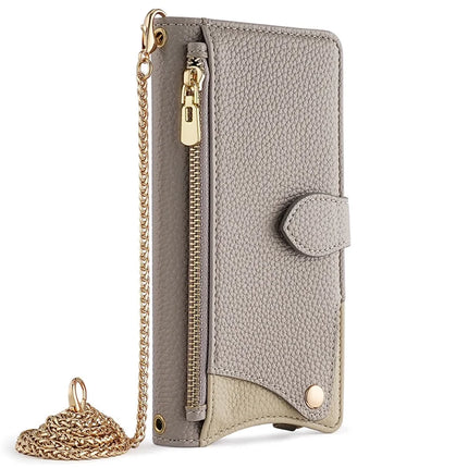 For Samsung Galaxy S23 FE Leather Case Wallet Stand Cover Irregular Tail Style with Chain Strap