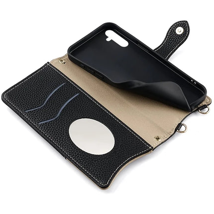 For Samsung Galaxy A55 5G Leather Case Wallet Stand Cover Irregular Tail Style with Chain Strap