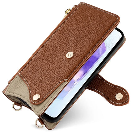 For Samsung Galaxy A55 5G Leather Case Wallet Stand Cover Irregular Tail Style with Chain Strap