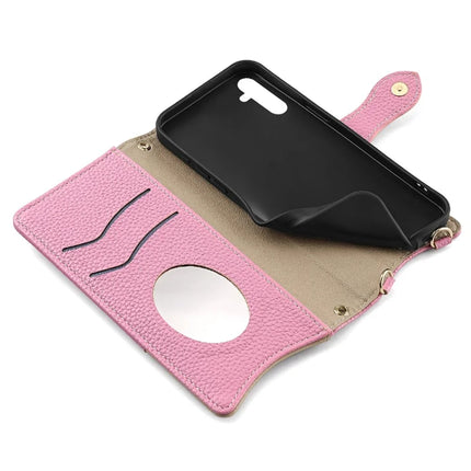 For Samsung Galaxy A55 5G Leather Case Wallet Stand Cover Irregular Tail Style with Chain Strap