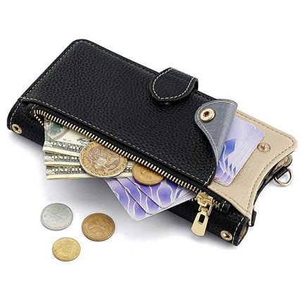 For Samsung Galaxy S23 Ultra Leather Case Wallet Stand Cover Irregular Tail Style with Chain Strap