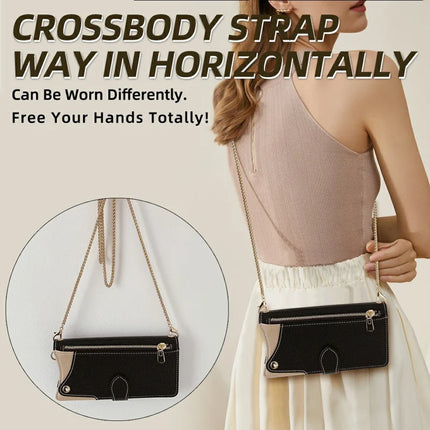 For Samsung Galaxy S23 Ultra Leather Case Wallet Stand Cover Irregular Tail Style with Chain Strap