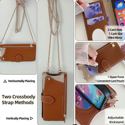 For Samsung Galaxy S23 Ultra Leather Case Wallet Stand Cover Irregular Tail Style with Chain Strap
