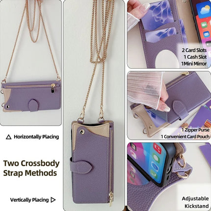 For Samsung Galaxy S23 Ultra Leather Case Wallet Stand Cover Irregular Tail Style with Chain Strap