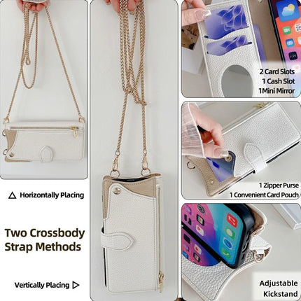 For Samsung Galaxy S23 Ultra Leather Case Wallet Stand Cover Irregular Tail Style with Chain Strap