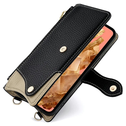 For Google Pixel 8 Leather Case Wallet Stand Cover Irregular Tail Style with Chain Strap