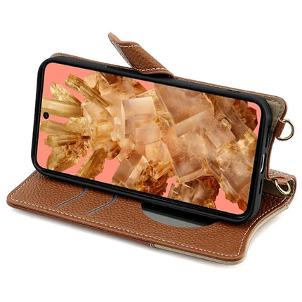 For Google Pixel 8 Leather Case Wallet Stand Cover Irregular Tail Style with Chain Strap