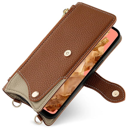 For Google Pixel 8 Leather Case Wallet Stand Cover Irregular Tail Style with Chain Strap