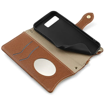 For Google Pixel 8 Leather Case Wallet Stand Cover Irregular Tail Style with Chain Strap