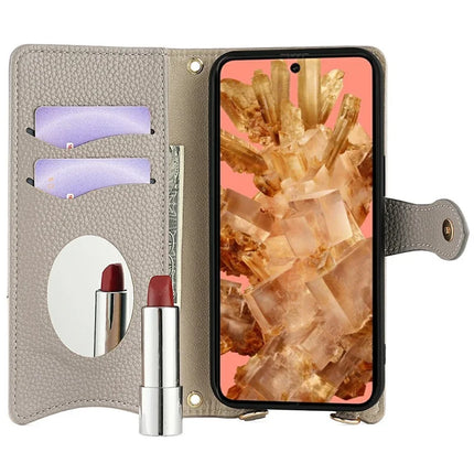For Google Pixel 8 Leather Case Wallet Stand Cover Irregular Tail Style with Chain Strap