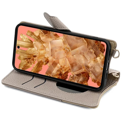 For Google Pixel 8 Leather Case Wallet Stand Cover Irregular Tail Style with Chain Strap