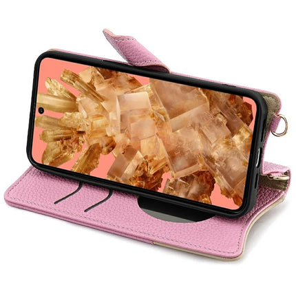 For Google Pixel 8 Leather Case Wallet Stand Cover Irregular Tail Style with Chain Strap