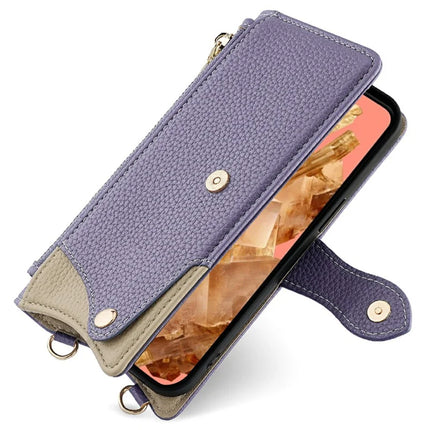 For Google Pixel 8 Leather Case Wallet Stand Cover Irregular Tail Style with Chain Strap