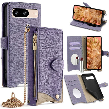 For Google Pixel 8 Leather Case Wallet Stand Cover Irregular Tail Style with Chain Strap
