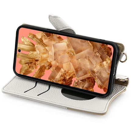 For Google Pixel 8 Leather Case Wallet Stand Cover Irregular Tail Style with Chain Strap