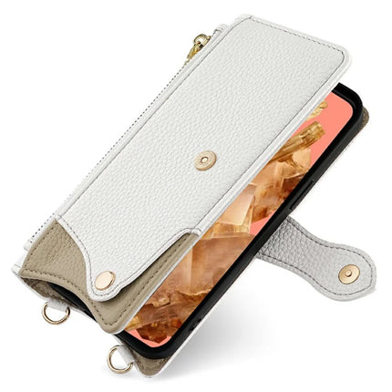 For Google Pixel 8 Leather Case Wallet Stand Cover Irregular Tail Style with Chain Strap