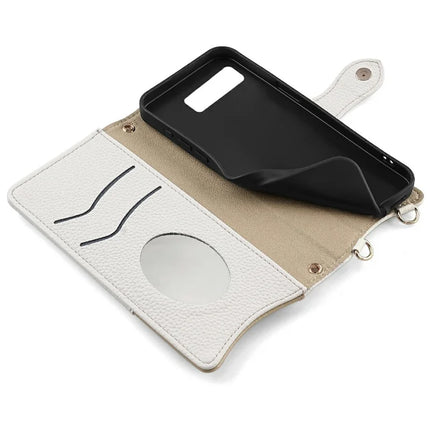 For Google Pixel 8 Leather Case Wallet Stand Cover Irregular Tail Style with Chain Strap
