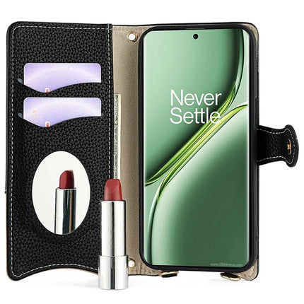 For OnePlus Ace 3 Pro 5G Leather Case Wallet Stand Cover Irregular Tail Style with Chain Strap