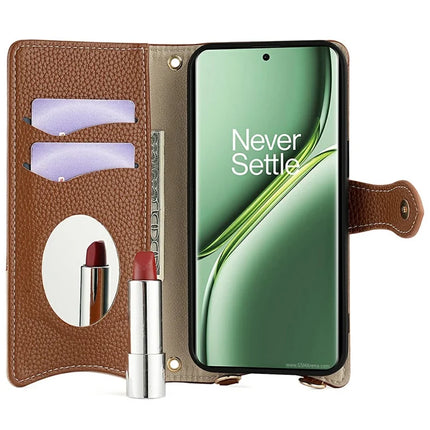 For OnePlus Ace 3 Pro 5G Leather Case Wallet Stand Cover Irregular Tail Style with Chain Strap