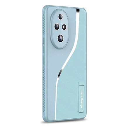 For Honor 200 Pro 5G Case Heat Dissipation PU+TPU+PC Phone Protector with Kickstand - Blue