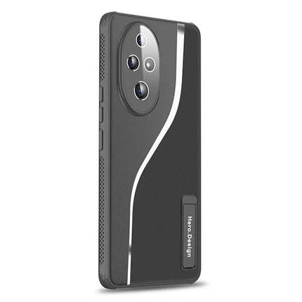 For Honor 200 5G Case Heat Dissipation PU+TPU+PC Phone Protector with Kickstand - Black