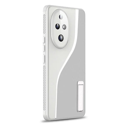 For Honor 200 5G Case Heat Dissipation PU+TPU+PC Phone Protector with Kickstand - Silver