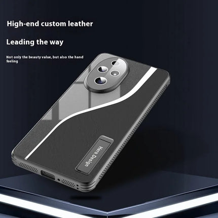 For Honor 200 5G Case Heat Dissipation PU+TPU+PC Phone Protector with Kickstand