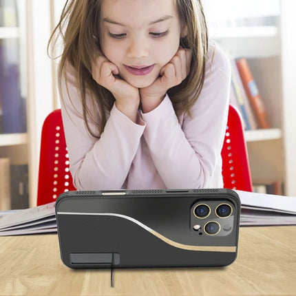 For iPhone 16 Pro Max Case Heat Dissipation PU+TPU+PC Phone Protector with Kickstand