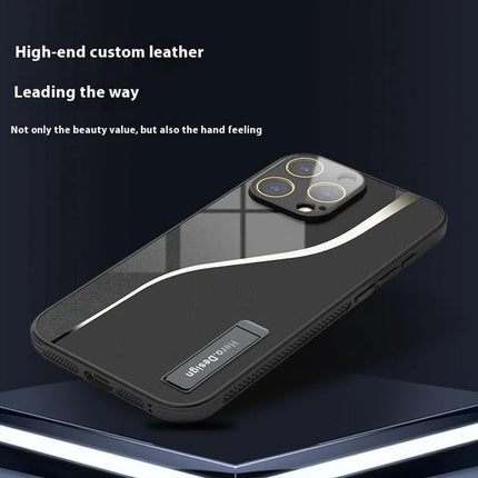 For iPhone 16 Pro Max Case Heat Dissipation PU+TPU+PC Phone Protector with Kickstand