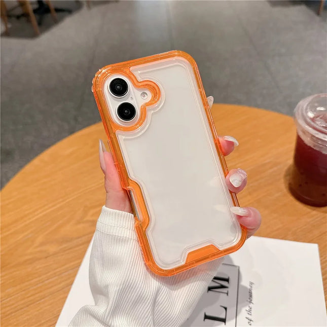 For iPhone 16 Case Detachable 2-in-1 TPU+PC Clear Drop-Proof Phone Cover - Orange
