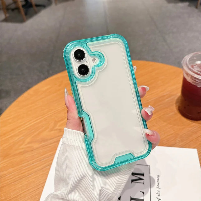For iPhone 16 Plus Case Detachable 2-in-1 TPU+PC Clear Drop-Proof Phone Cover - Mint Green