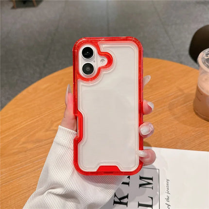 For iPhone 16 Plus Case Detachable 2-in-1 TPU+PC Clear Drop-Proof Phone Cover - Red