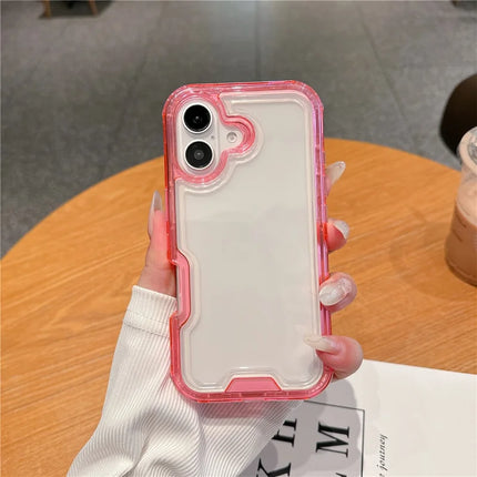 For iPhone 16 Plus Case Detachable 2-in-1 TPU+PC Clear Drop-Proof Phone Cover - Watermelon Red