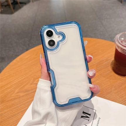 For iPhone 16 Plus Case Detachable 2-in-1 TPU+PC Clear Drop-Proof Phone Cover - Blue